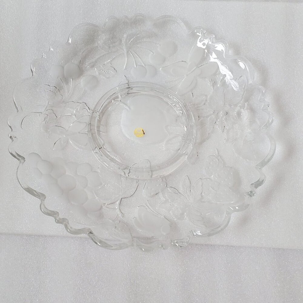 Heavy Japanese Aderia Glass Crystal Serving Plate - Picture 6 of 9